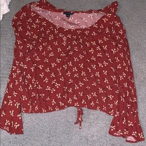 cropped red floral sweater. perfect for fall